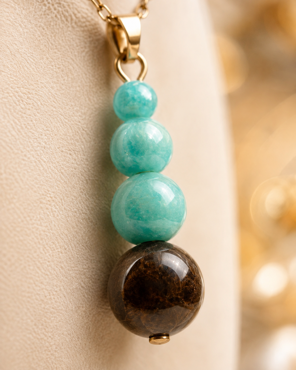 Collier Amazonite & Bronzite - Pierre Naturelle - Lithostone Creations