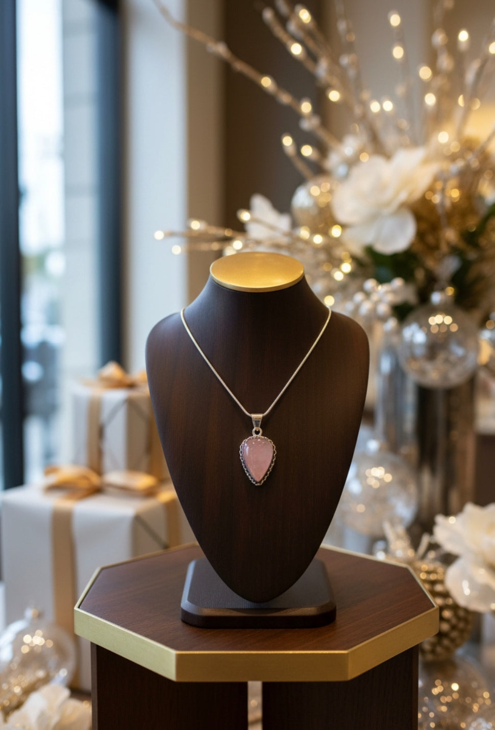 Collier. Pendentif Quartz rose.