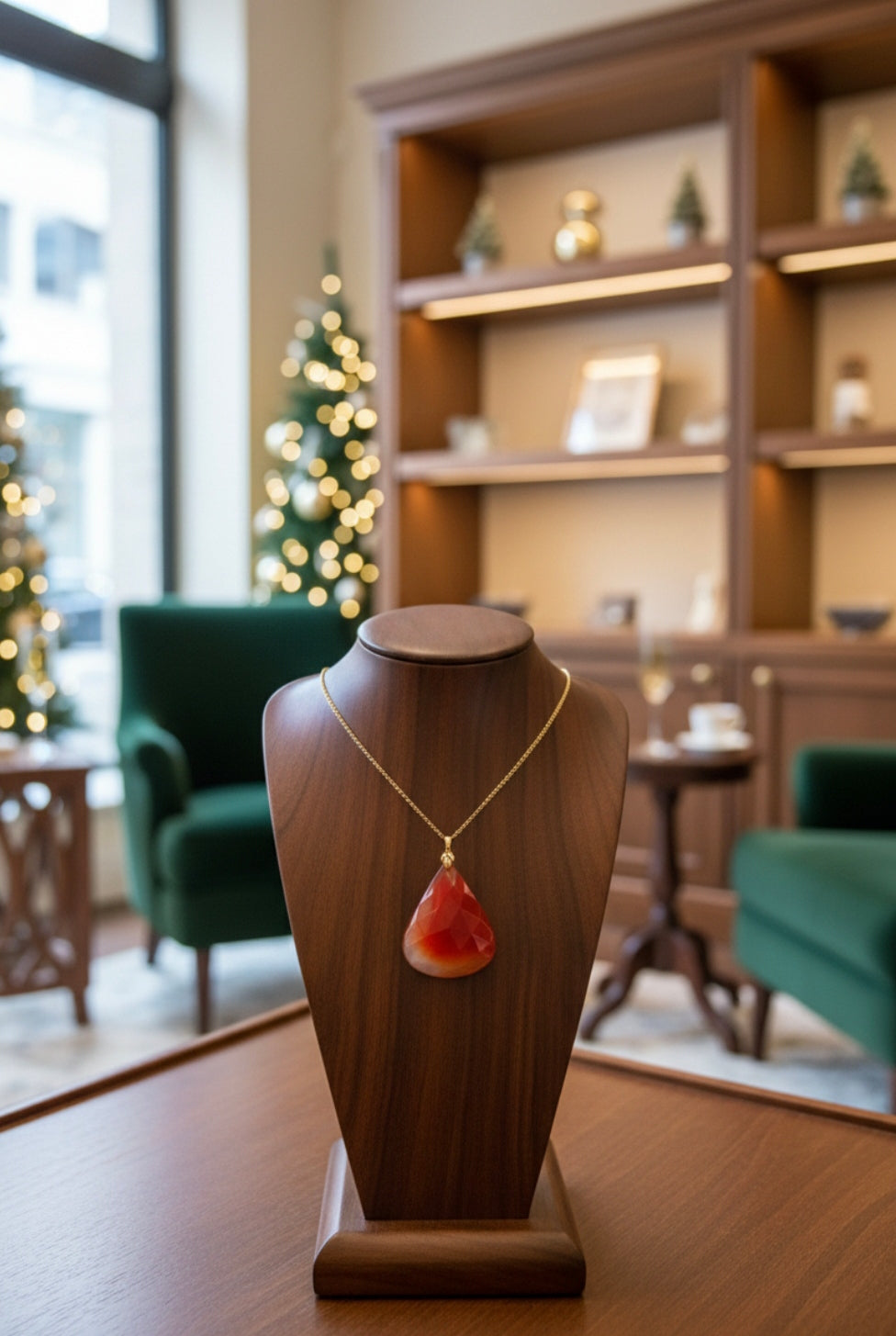 Collier avec Pendentif en Agate Rouge – Pierre Naturelle