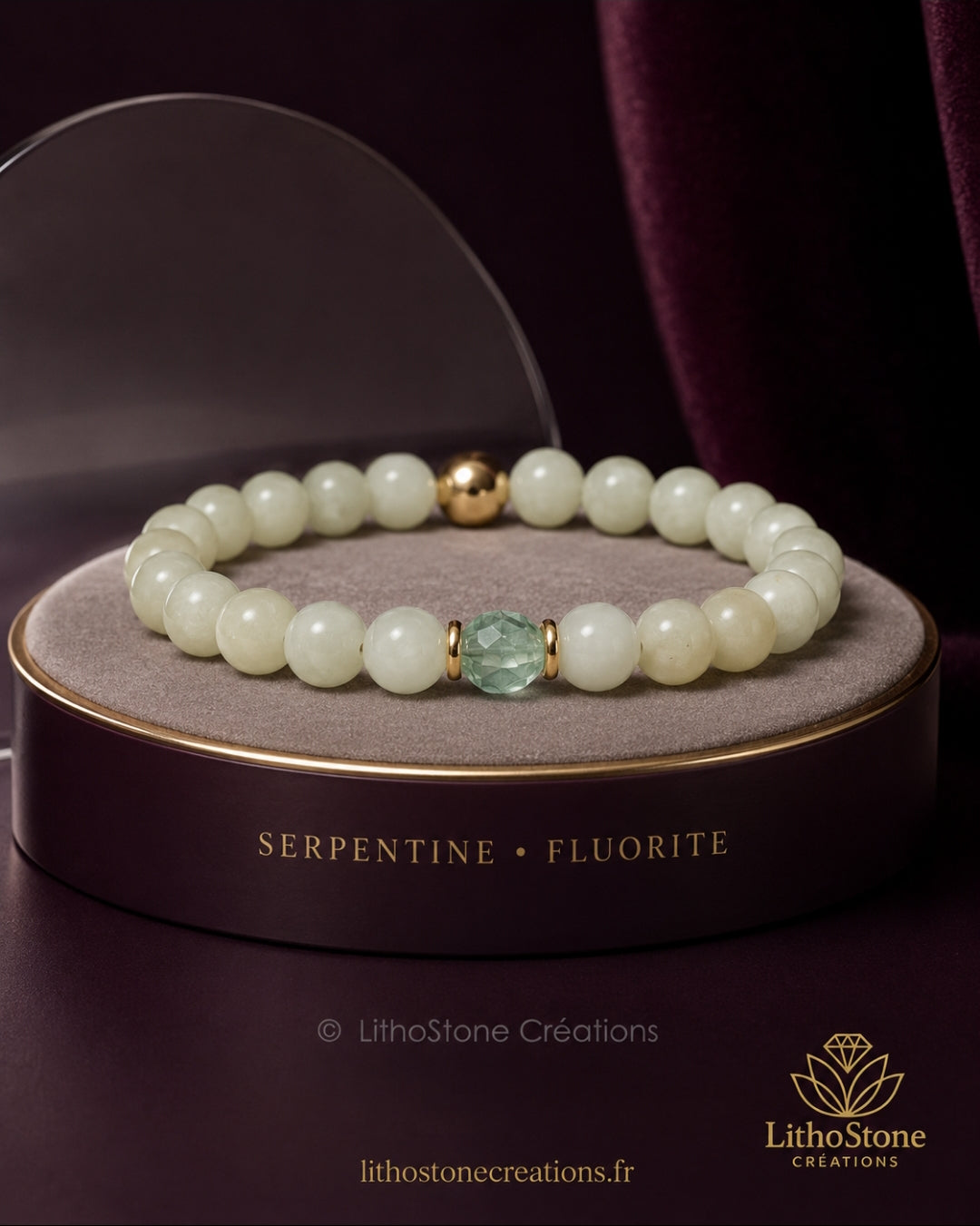 Bracelet Serpentine & Fluorite - Pierre Naturelle - Lithostone Créations