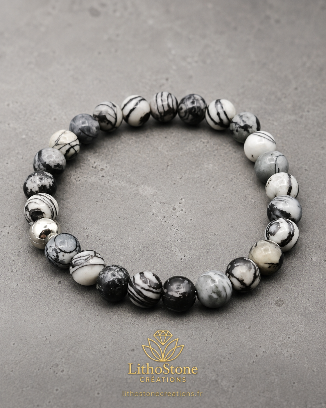 Bracelet Homme Jaspe Picasso – Stabilité & Créativité - Pierre Naturelle Fait Main