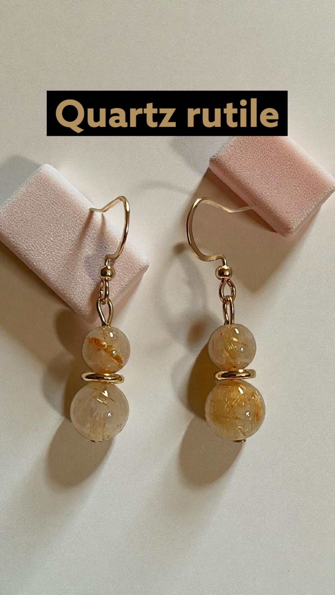 Boucles d’oreilles Quartz Rutile Doré – Énergie, Clarté et Confiance