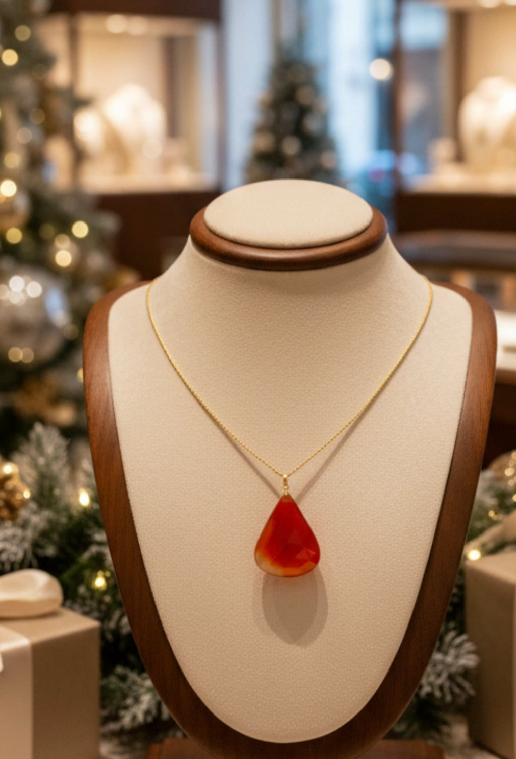 Collier avec Pendentif en Agate Rouge – Pierre Naturelle