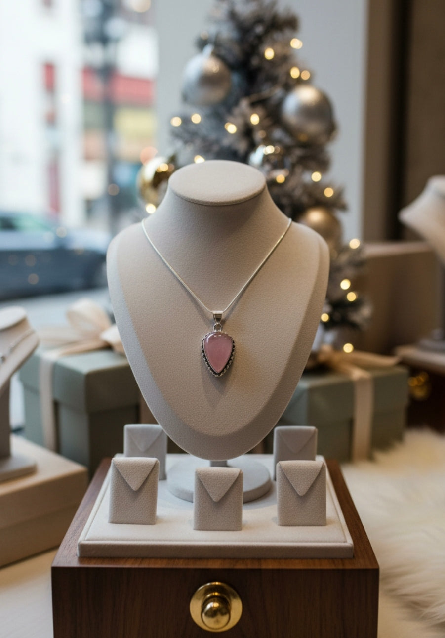 Collier. Pendentif Quartz rose.