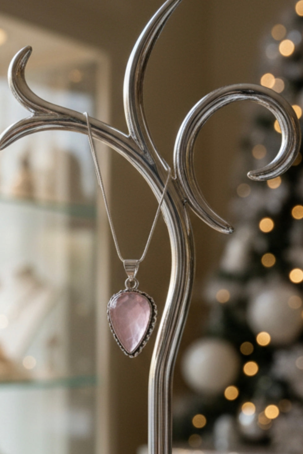 Collier. Pendentif Quartz rose.