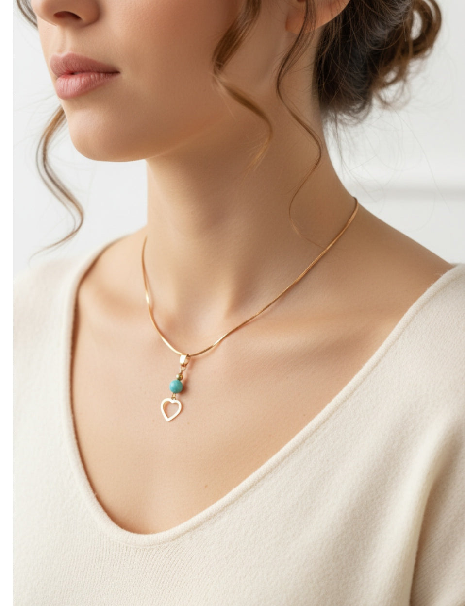 Collier Amazonite & Cœur – Apaisement & Harmonie | Lithostone Créations
