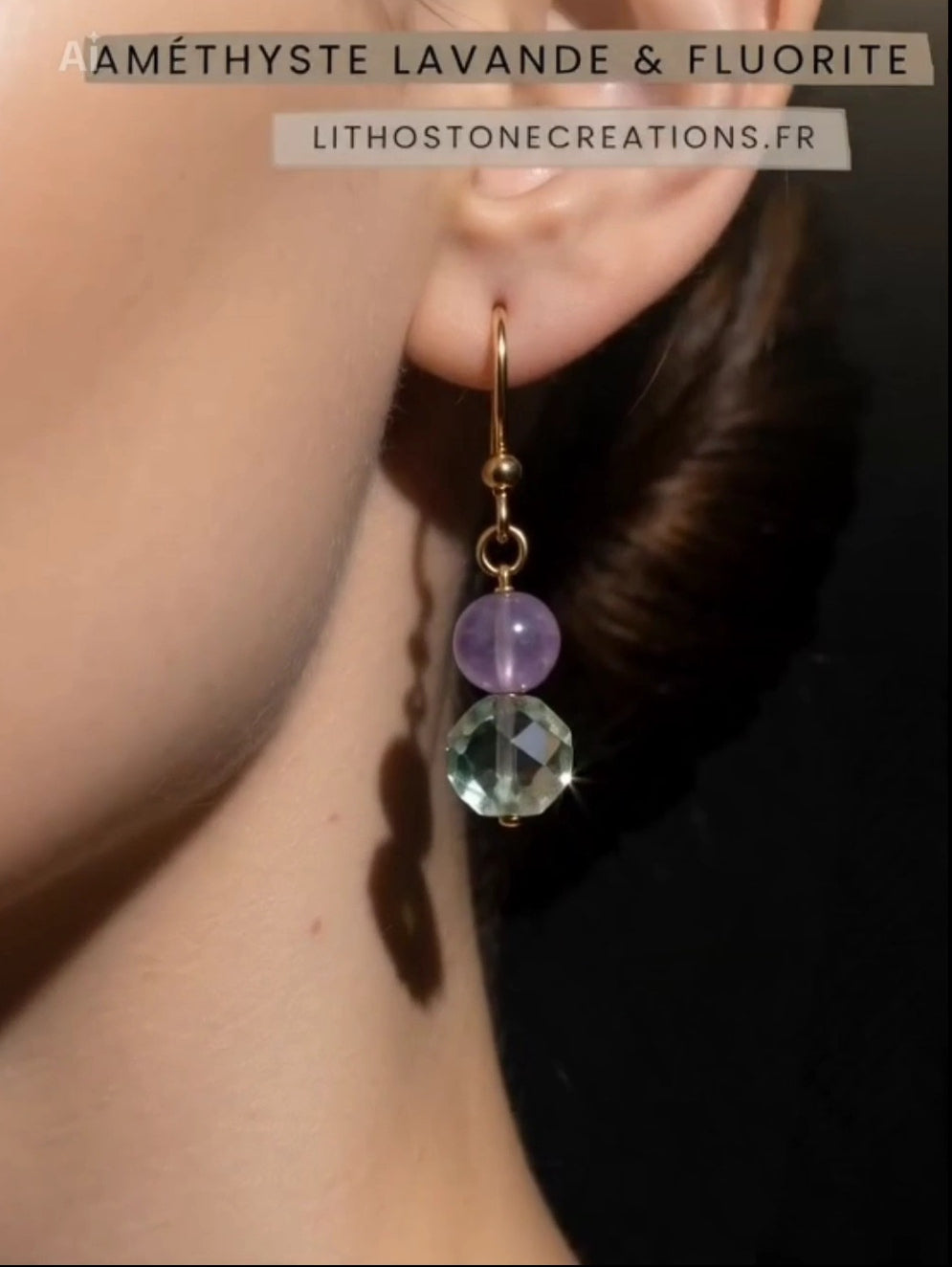 Boucles d’Oreilles Fluorite & Améthyste – Clarté & Sérénité - Pierres Naturelles - Fait Main