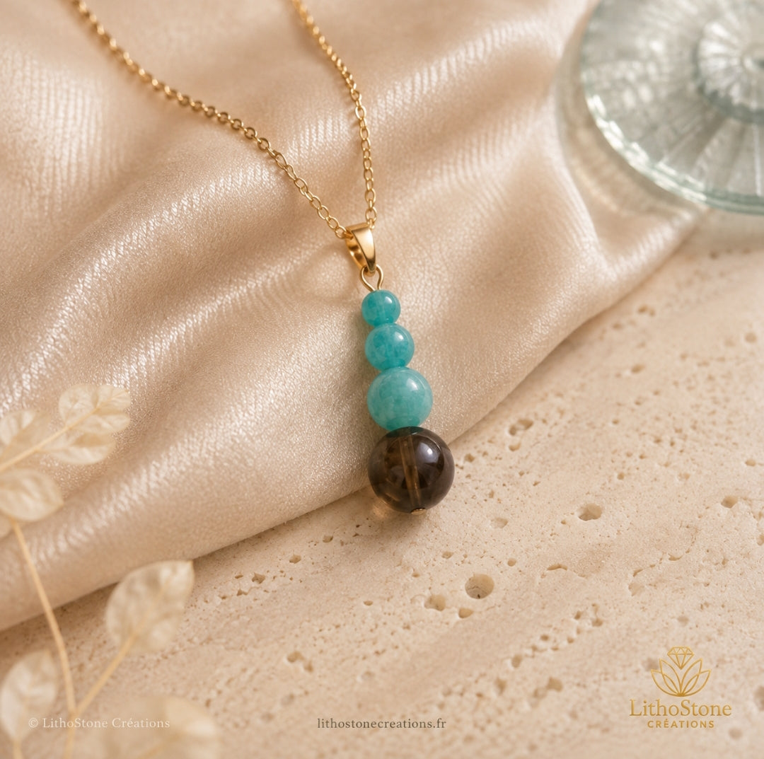 Collier Amazonite & Bronzite - Pierre Naturelle - Lithostone Creations