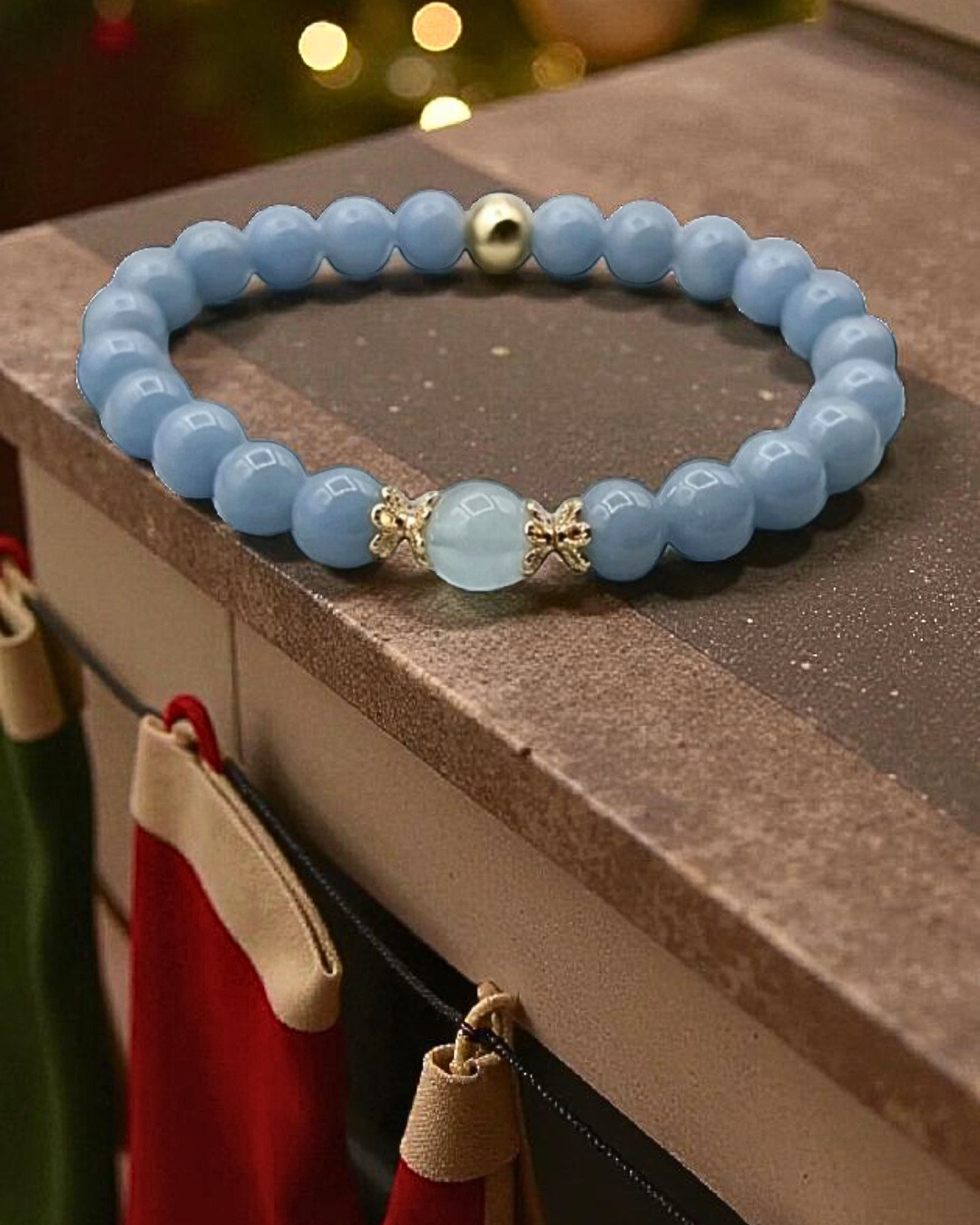 Bracelet en Angélite & Aigue-marine – Calme & Communication douce
