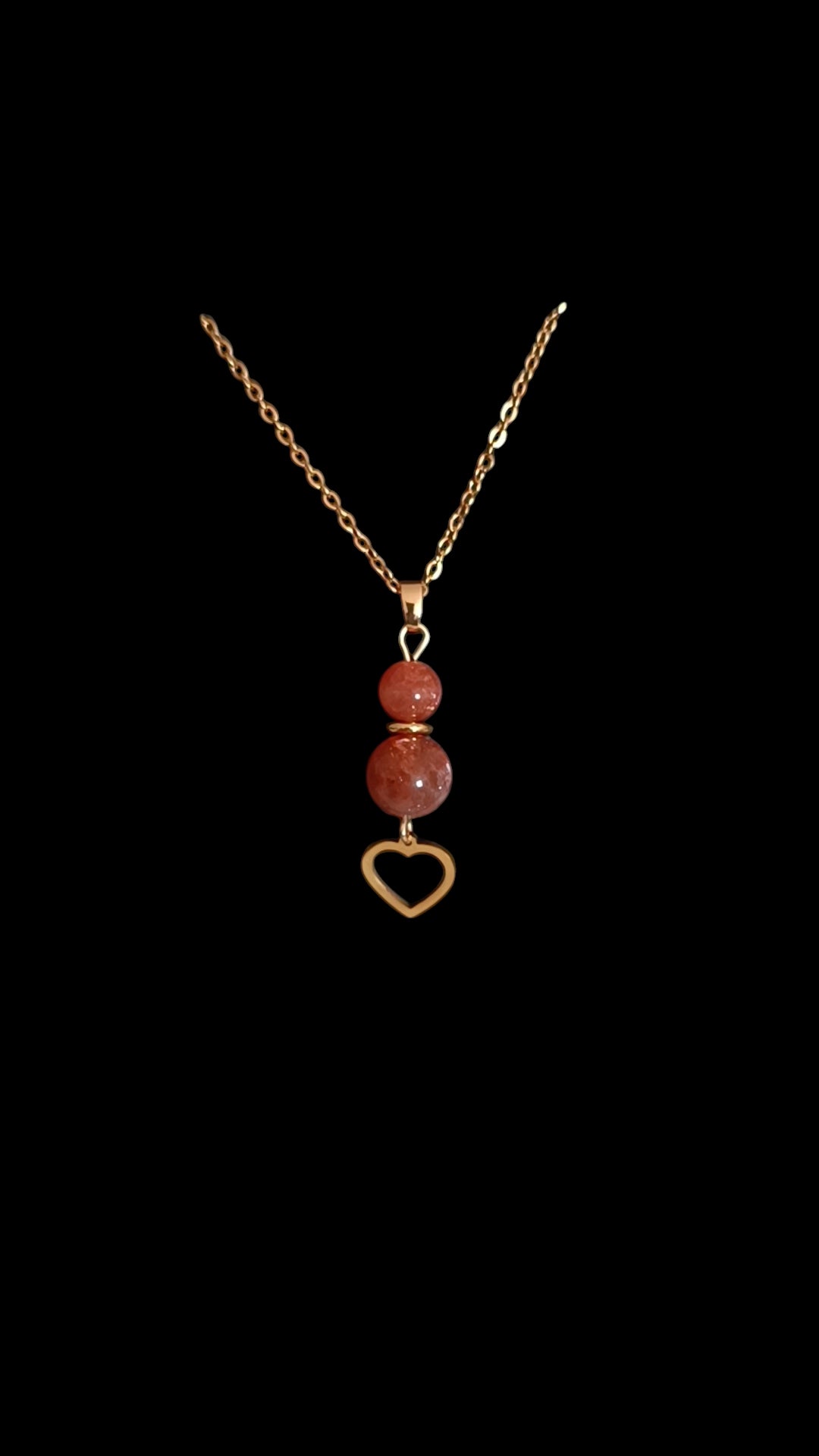 Collier Pierres de Soleil & Cœur Acier  | Lithostone