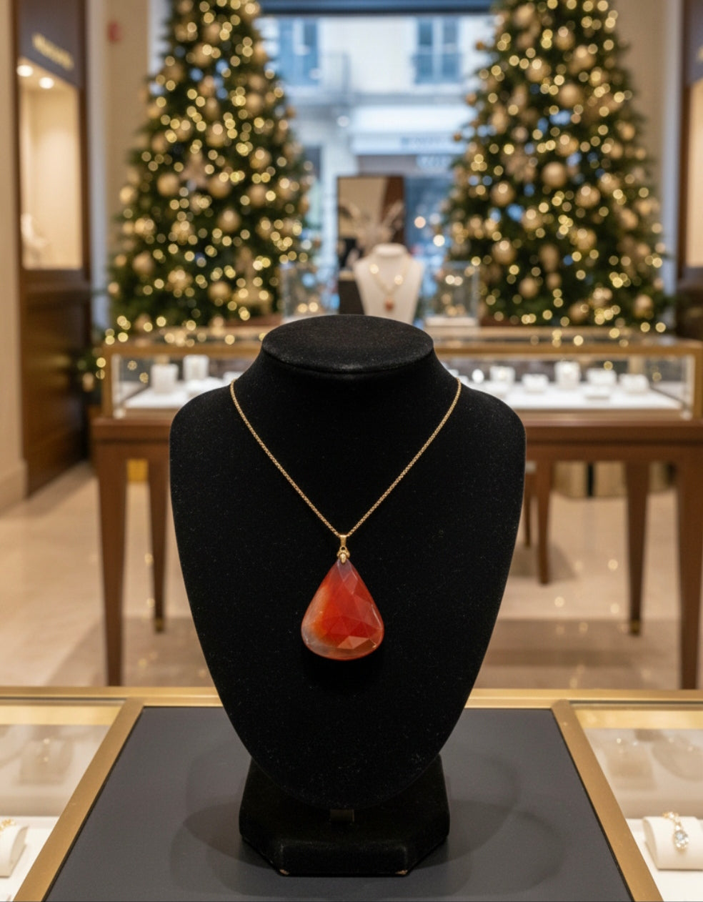 Collier avec Pendentif en Agate Rouge – Pierre Naturelle