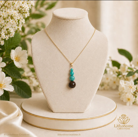 Collier Amazonite & Bronzite - Pierre Naturelle - Lithostone Creations