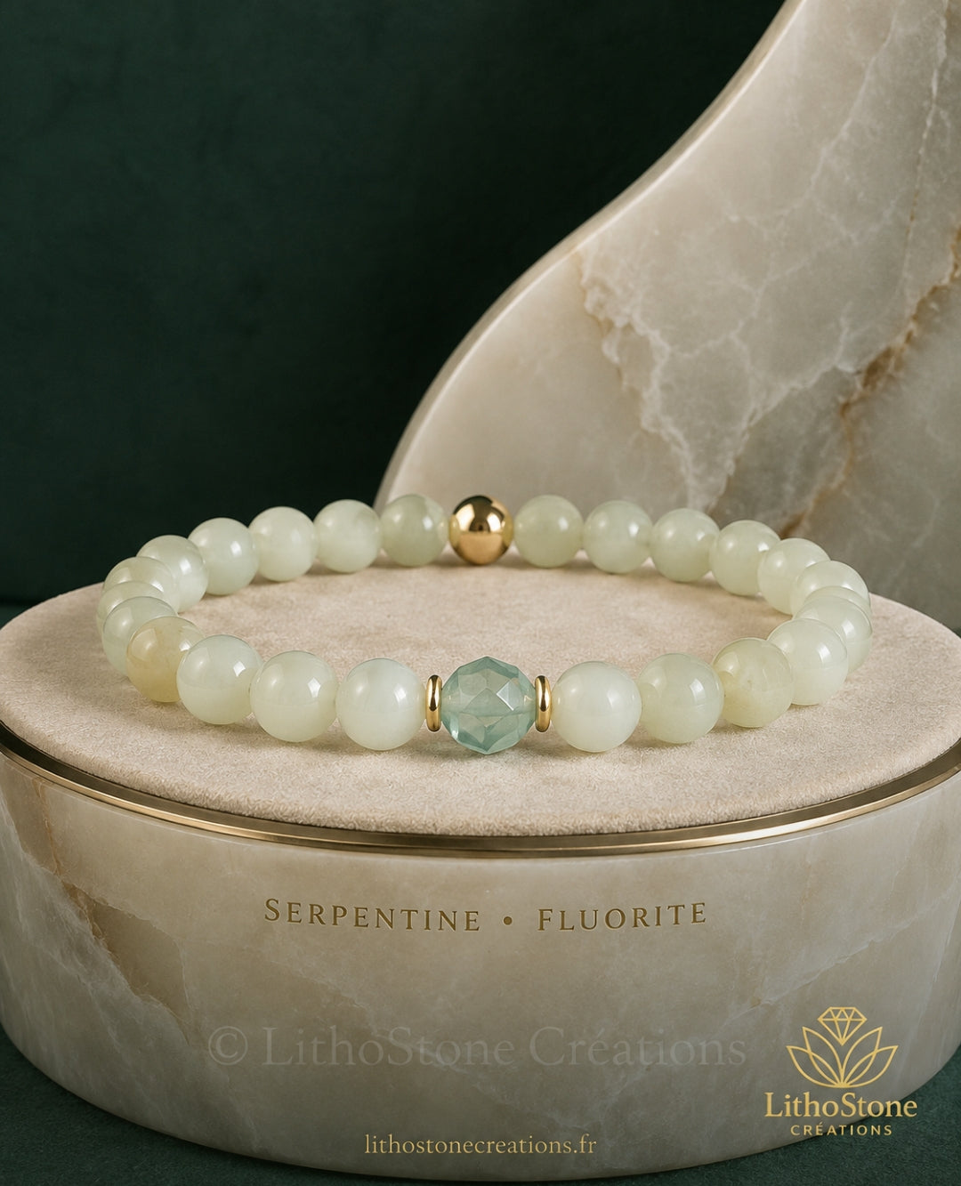 Bracelet Serpentine & Fluorite - Pierre Naturelle - Lithostone Créations