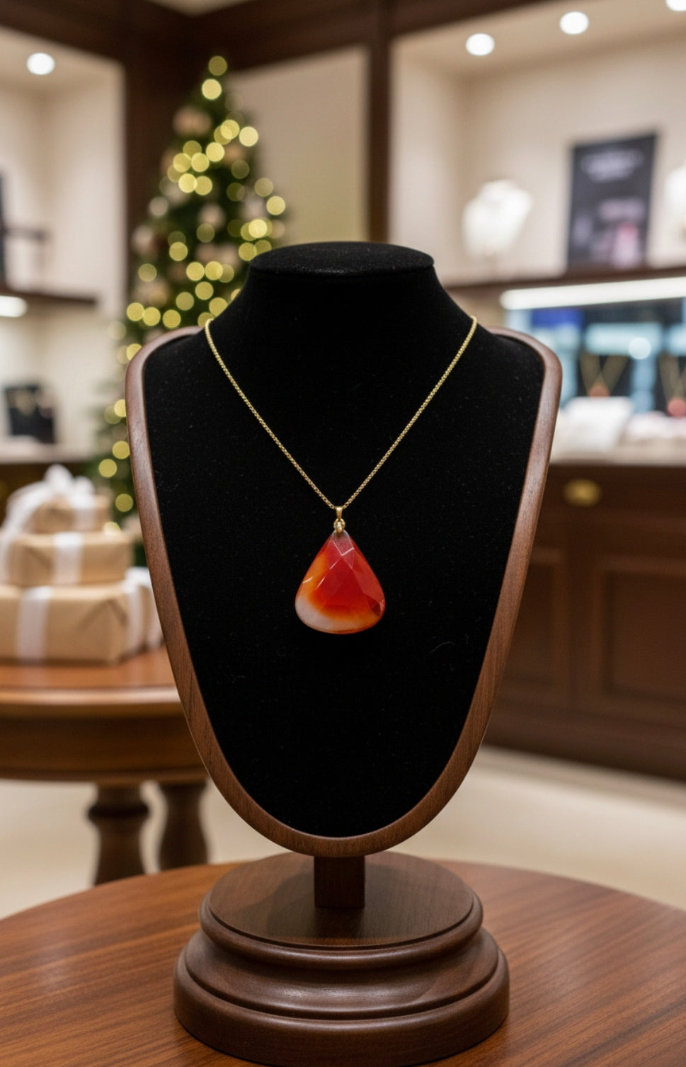 Collier avec Pendentif en Agate Rouge – Pierre Naturelle