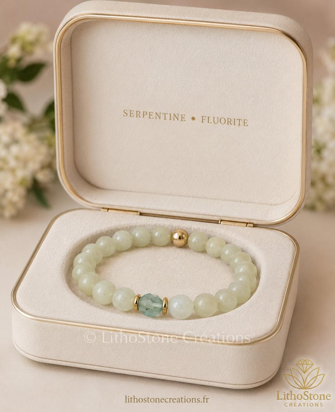 Bracelet Serpentine & Fluorite - Pierre Naturelle - Lithostone Créations