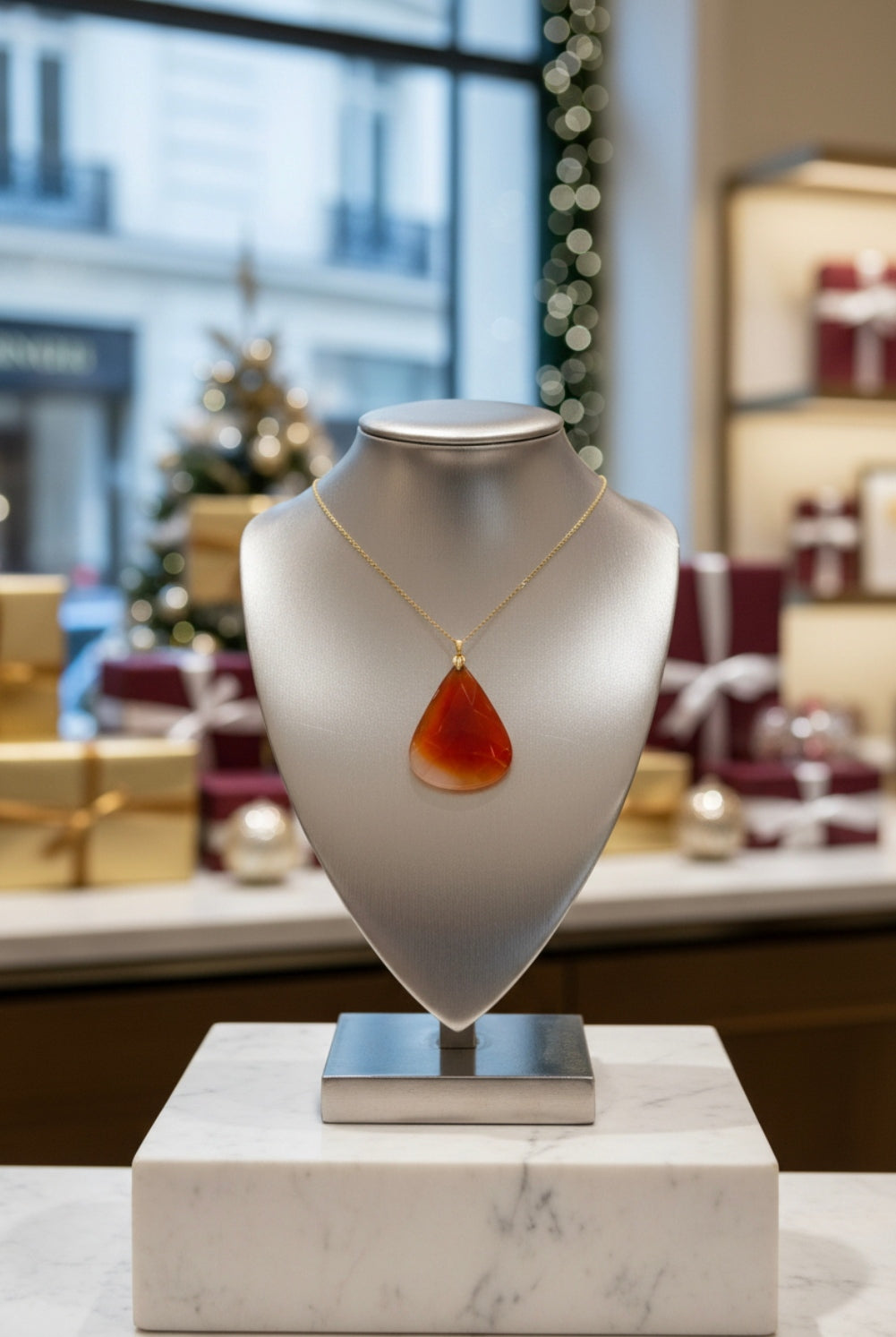 Collier avec Pendentif en Agate Rouge – Pierre Naturelle
