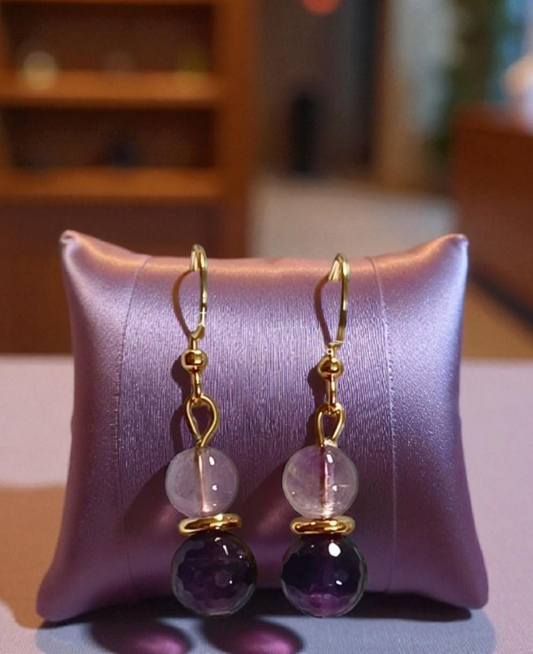 Améthyste. Boucles d'oreilles faites à la main