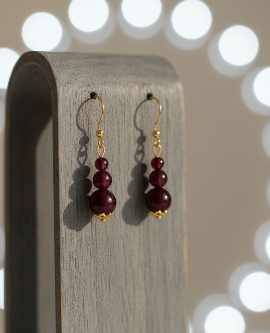 Boucles d’Oreilles Grenat – Vitalité & Ancrage - Pierres Naturelles - Fait Main