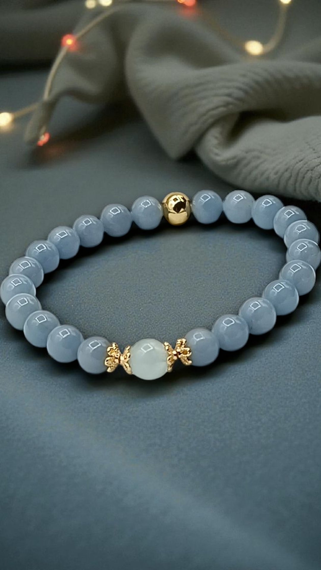 Bracelet en Angélite & Aigue-marine – Calme & Communication douce