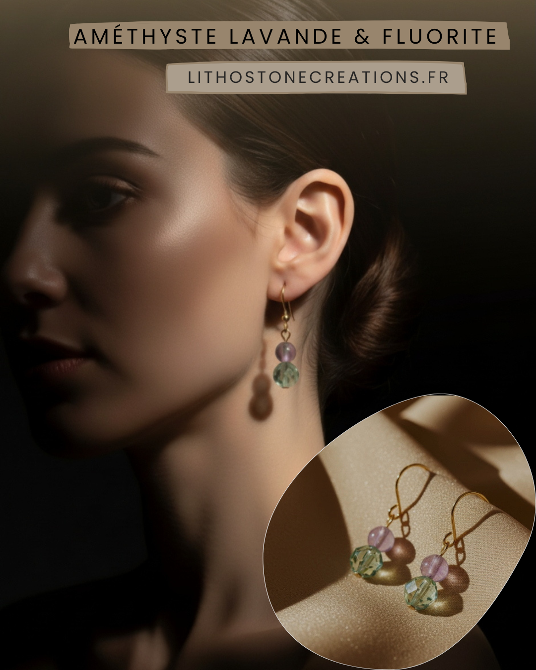 Boucles d’Oreilles Fluorite & Améthyste – Clarté & Sérénité - Pierres Naturelles - Fait Main