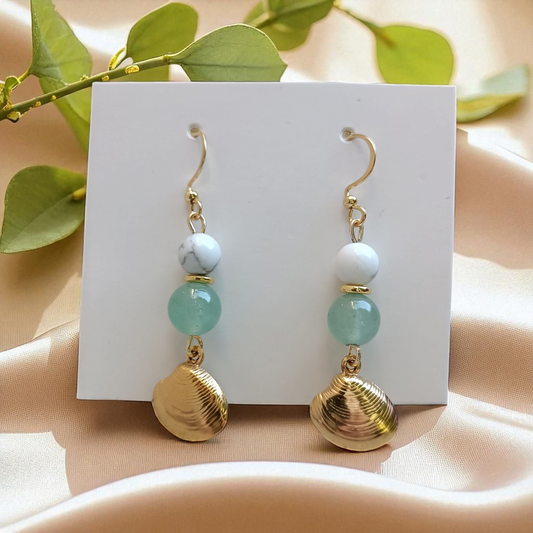 Boucles d’oreilles Howlite & Aventurine – Douceur & Harmonie naturelle