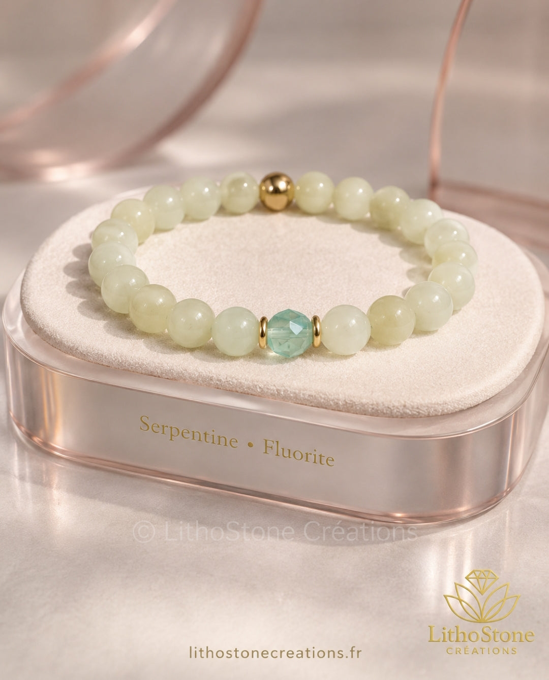 Bracelet Serpentine & Fluorite - Pierre Naturelle - Lithostone Créations
